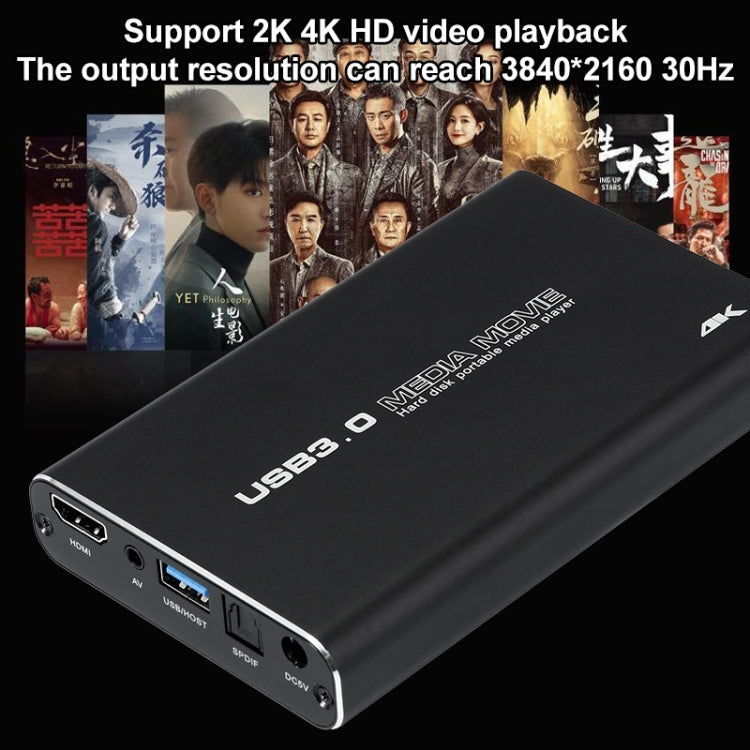 MP2506P 4K 30Hz HD Media Player, Support Auto Loop Play Videos & Photos & Music(UK Plug)
