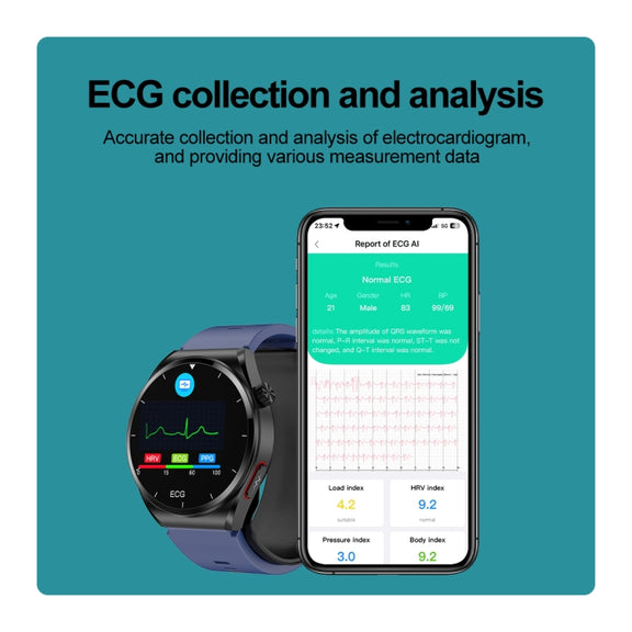 S22 Air Pump Blood Pressure Testing ECG Health Smart Watch, 1.39 inch Round Screen(Black)