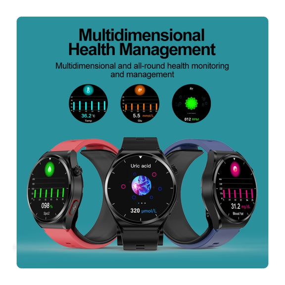 S22 Air Pump Blood Pressure Testing ECG Health Smart Watch, 1.39 inch Round Screen(Blue)