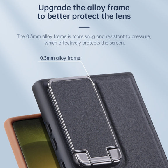 For Samsung Galaxy S24 Ultra 5G Lens Flip Cover All-inclusive Phone Case with Holder(Brown)