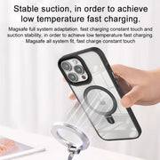 For iPhone 14 Shield Armor MagSafe Holder Phone Case(Deep Purple)