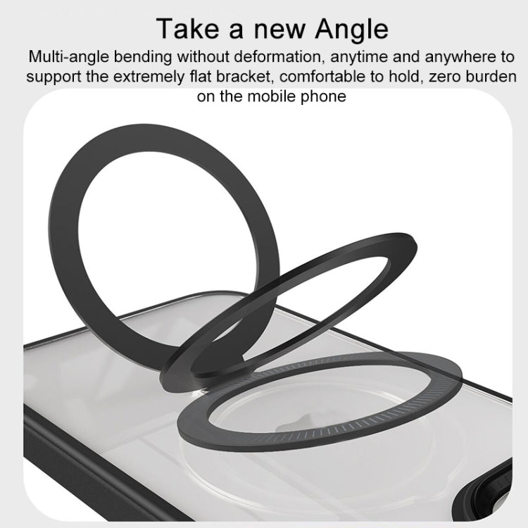 For iPhone 14 Shield Armor MagSafe Holder Phone Case(Deep Purple)