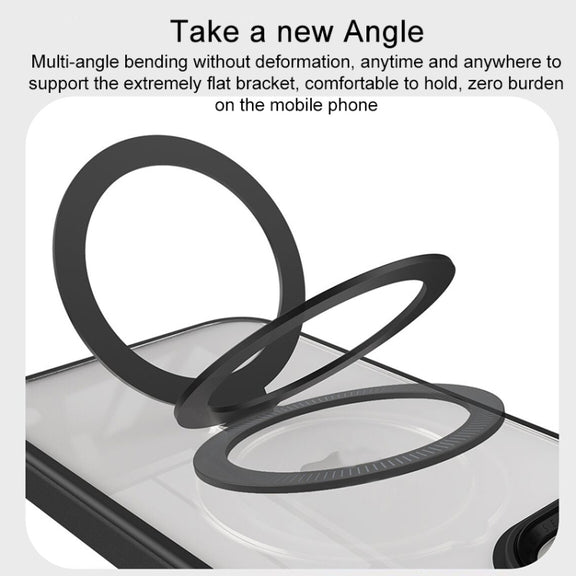 For iPhone 14 Shield Armor MagSafe Holder Phone Case(Deep Purple)
