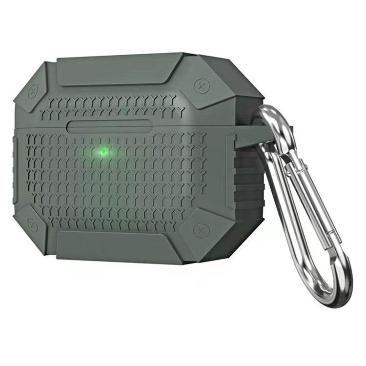 For AirPods Pro Wireless Earphones Shockproof Armor Protective Case(Dark Green)