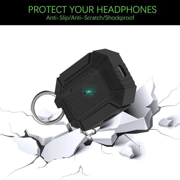 For AirPods Pro Wireless Earphones Shockproof Armor Protective Case(Dark Green)