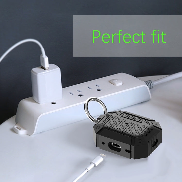 For AirPods 3 Wireless Earphones Shockproof Armor Protective Case(Dark Green)