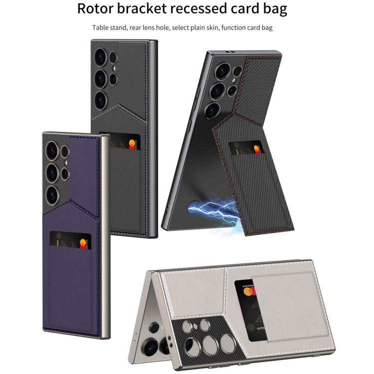 For Samsung Galaxy S24 Ultra 5G GKK Rotor Bracket Recessed Card Bag Full Coverage Phone Case(Black)