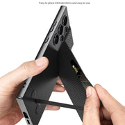 For Samsung Galaxy S24 Ultra 5G GKK Rotor Bracket Recessed Card Bag Full Coverage Phone Case(Grey)