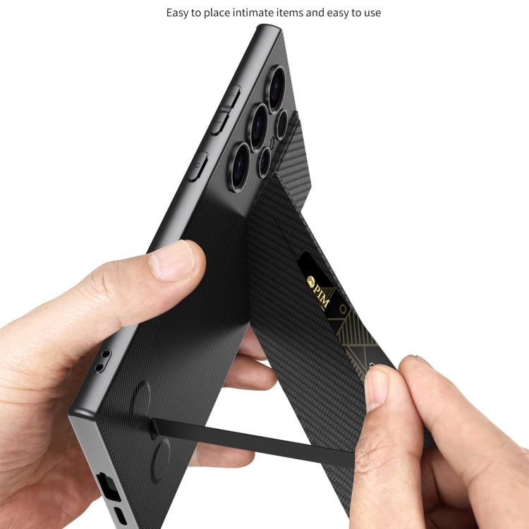 For Samsung Galaxy S24 Ultra 5G GKK Rotor Bracket Recessed Card Bag Full Coverage Phone Case(Grey)