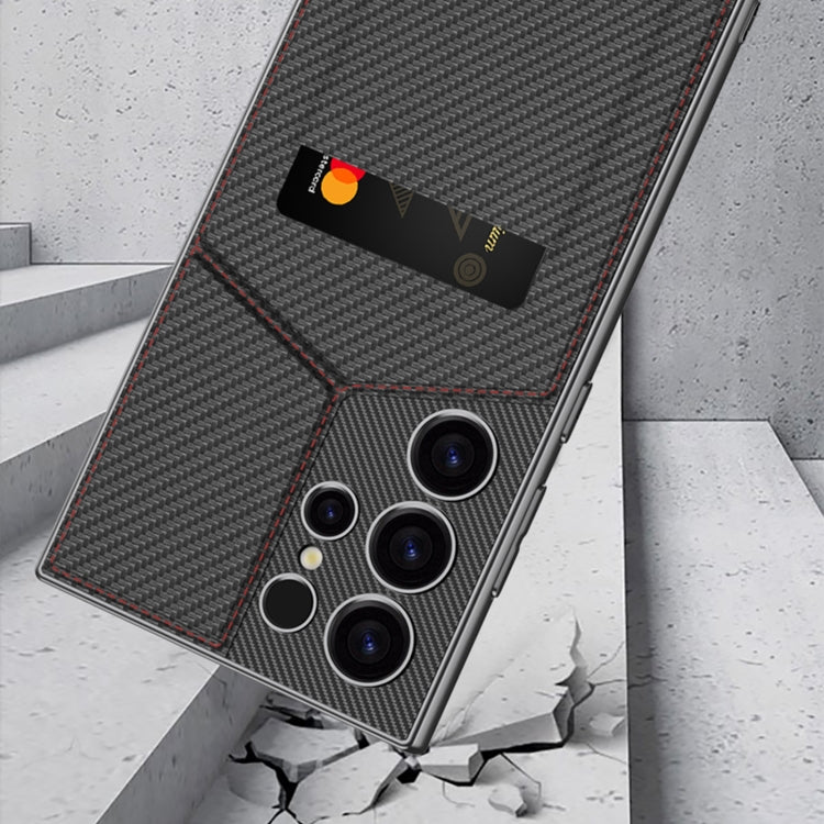 For Samsung Galaxy S24 Ultra 5G GKK Rotor Bracket Recessed Card Bag Full Coverage Phone Case(Grey)