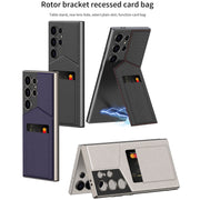 For Samsung Galaxy S23 Ultra 5G GKK Rotor Bracket Recessed Card Bag Full Coverage Phone Case(Grey)