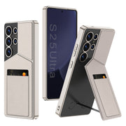 For Samsung Galaxy S25 Ultra 5G GKK Rotor Bracket Recessed Card Bag Full Coverage Phone Case(Grey)