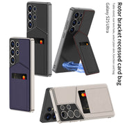 For Samsung Galaxy S25 Ultra 5G GKK Rotor Bracket Recessed Card Bag Full Coverage Phone Case(Grey)