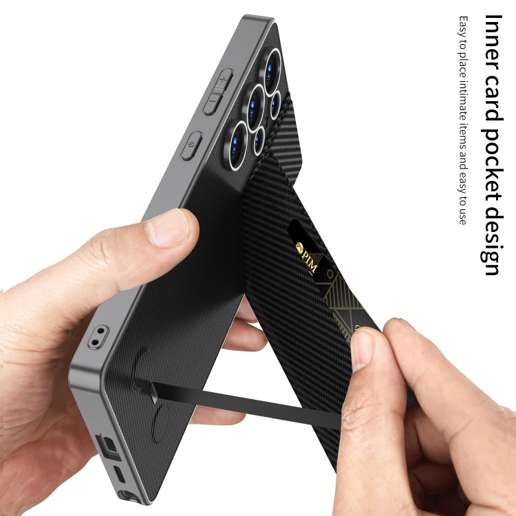 For Samsung Galaxy S25 Ultra 5G GKK Rotor Bracket Recessed Card Bag Full Coverage Phone Case(Grey)