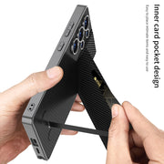 For Samsung Galaxy S25 Ultra 5G GKK Rotor Bracket Recessed Card Bag Full Coverage Phone Case(Grey)