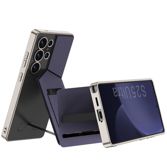 For Samsung Galaxy S25 Ultra 5G GKK Rotor Bracket Recessed Card Bag Full Coverage Phone Case(Grey)