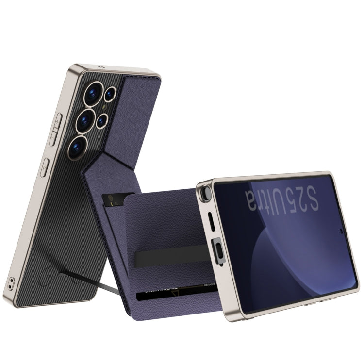 For Samsung Galaxy S25 Ultra 5G GKK Rotor Bracket Recessed Card Bag Full Coverage Phone Case(Grey)