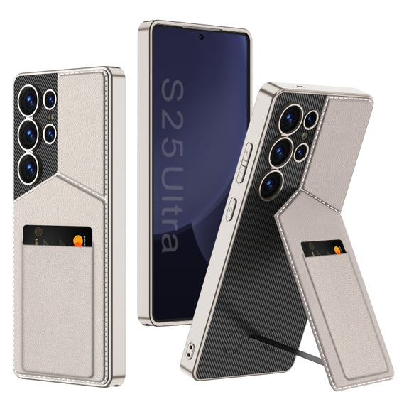 For Samsung Galaxy S25 Ultra 5G GKK Rotor Bracket Recessed Card Bag Full Coverage Phone Case(Grey)