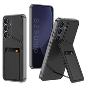 For Samsung Galaxy S25 5G GKK Rotor Bracket Recessed Card Bag Full Coverage Phone Case(Black)