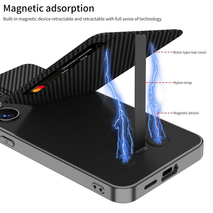 For Samsung Galaxy S25 5G GKK Rotor Bracket Recessed Card Bag Full Coverage Phone Case(Black)