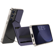 For Samsung Galaxy S25 5G GKK Rotor Bracket Recessed Card Bag Full Coverage Phone Case(Grey)