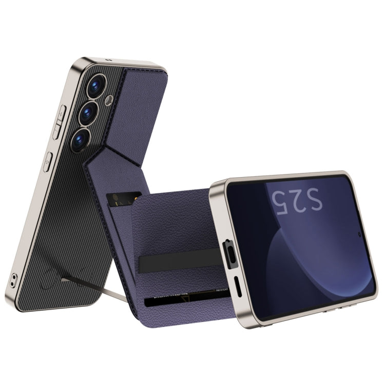 For Samsung Galaxy S25+ 5G GKK Rotor Bracket Recessed Card Bag Full Coverage Phone Case(Grey)