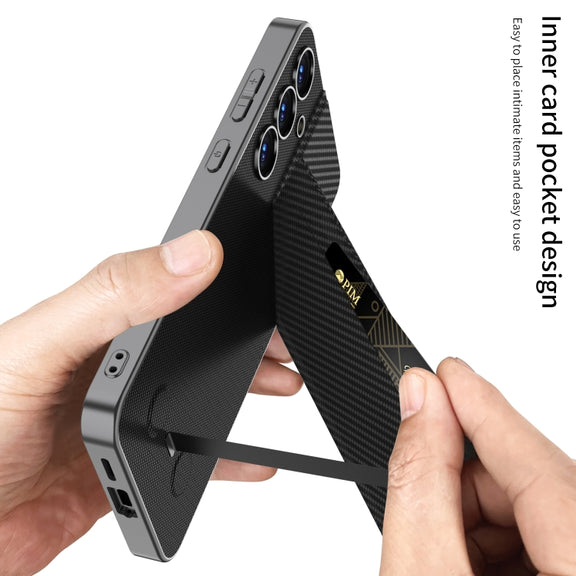 For Samsung Galaxy S25+ 5G GKK Rotor Bracket Recessed Card Bag Full Coverage Phone Case(Grey)
