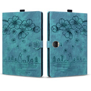 For Honor Pad 9 Cartoon Sakura Cat Embossed Leather Tablet Case(Green)