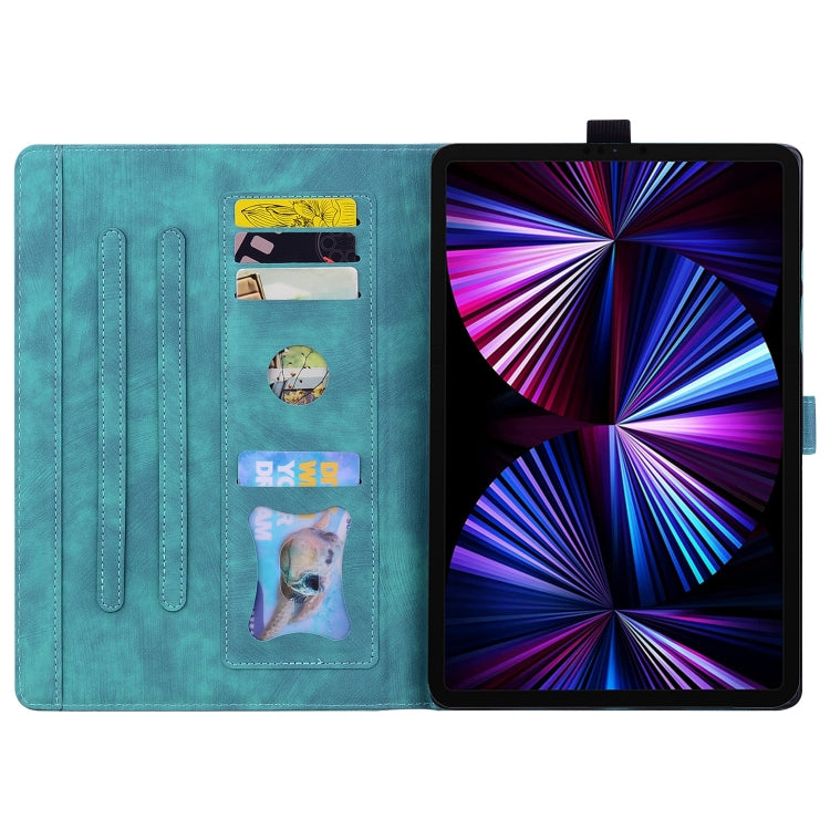 For Honor Pad 9 Cartoon Sakura Cat Embossed Leather Tablet Case(Green)