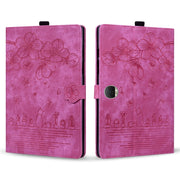 For Honor Pad 9 Cartoon Sakura Cat Embossed Leather Tablet Case(Rose Red)