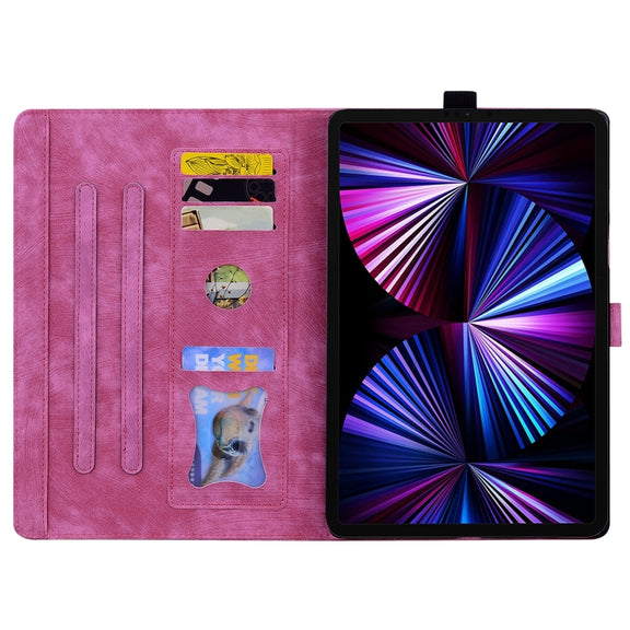 For Honor Pad 9 Cartoon Sakura Cat Embossed Leather Tablet Case(Rose Red)