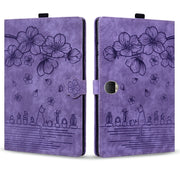 For Honor Pad 9 Cartoon Sakura Cat Embossed Leather Tablet Case(Purple)