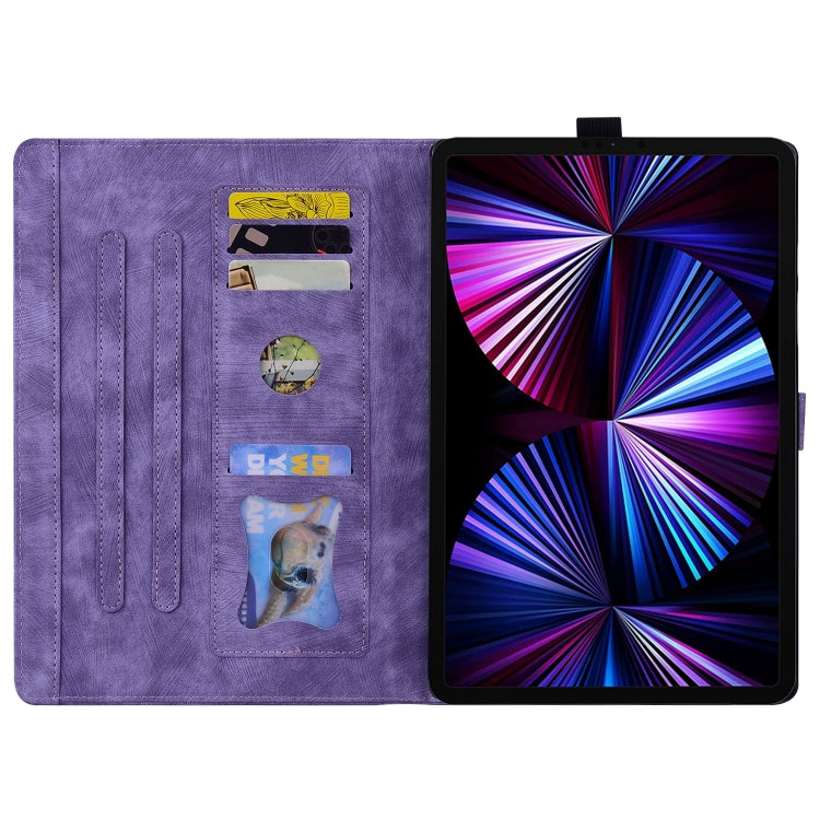 For Honor Pad 9 Cartoon Sakura Cat Embossed Leather Tablet Case(Purple)