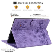 For Honor Pad 9 Cartoon Sakura Cat Embossed Leather Tablet Case(Purple)