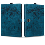 For Honor Pad 9 Cartoon Sakura Cat Embossed Leather Tablet Case(Blue)