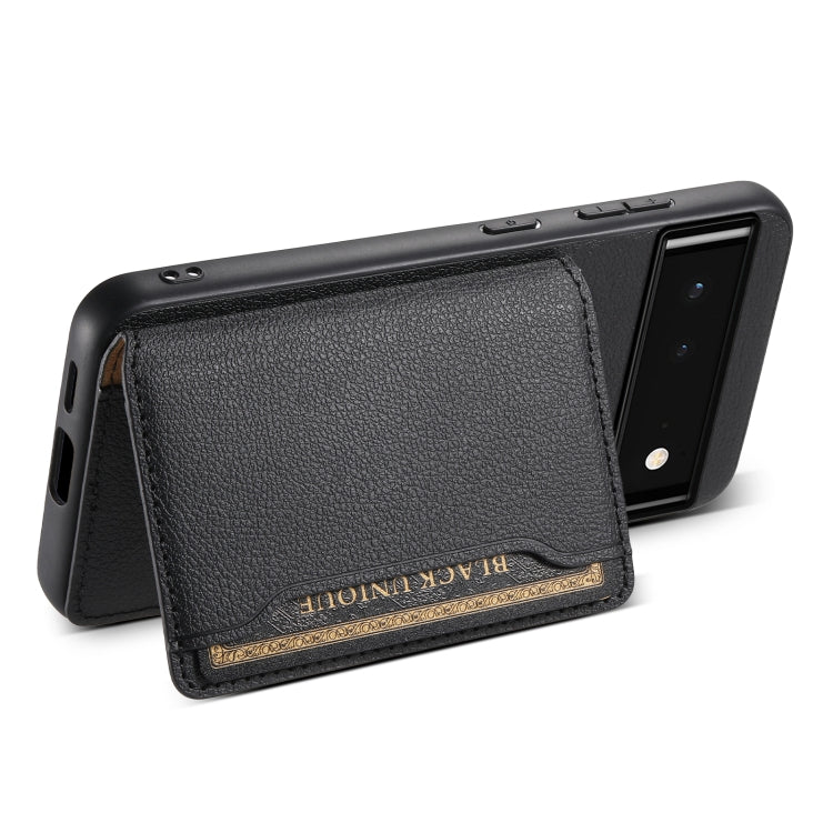 For Google Pixel 6 Calf Texture Card Bag Design Full Coverage Phone Case(Black)