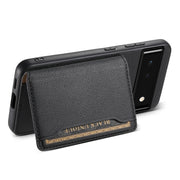 For Google Pixel 6 Calf Texture Card Bag Design Full Coverage Phone Case(Black)