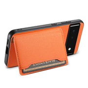 For Google Pixel 6 Calf Texture Card Bag Design Full Coverage Phone Case(Orange)