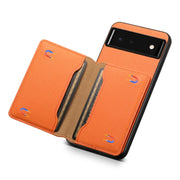 For Google Pixel 6 Calf Texture Card Bag Design Full Coverage Phone Case(Orange)