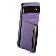 For Google Pixel 6 Calf Texture Card Bag Design Full Coverage Phone Case(Purple)