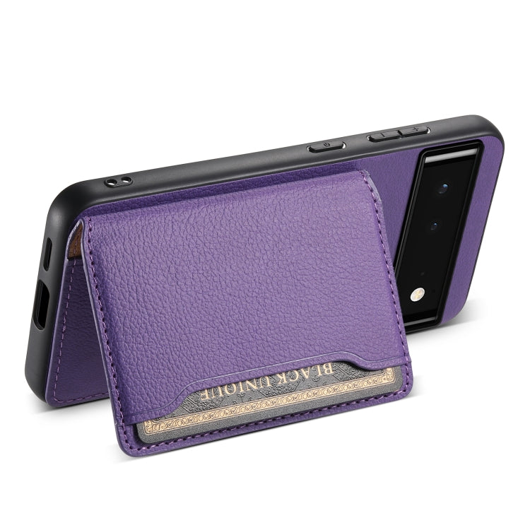 For Google Pixel 6 Calf Texture Card Bag Design Full Coverage Phone Case(Purple)