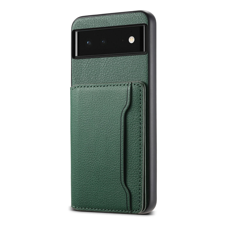 For Google Pixel 6 Calf Texture Card Bag Design Full Coverage Phone Case(Green)