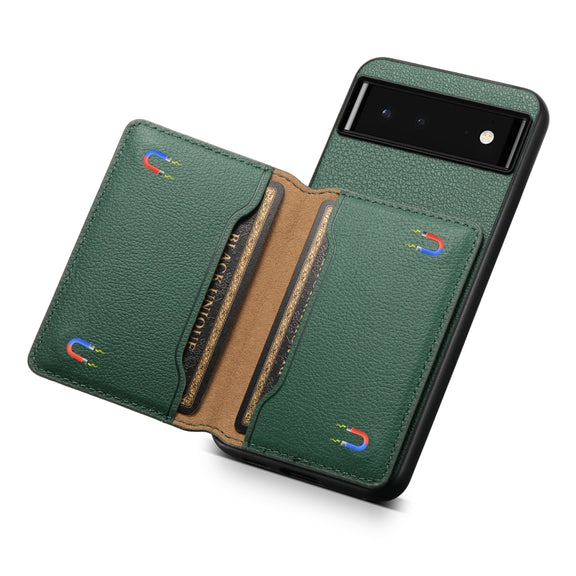 For Google Pixel 6 Calf Texture Card Bag Design Full Coverage Phone Case(Green)