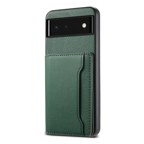 For Google Pixel 6 Calf Texture Card Bag Design Full Coverage Phone Case(Green)