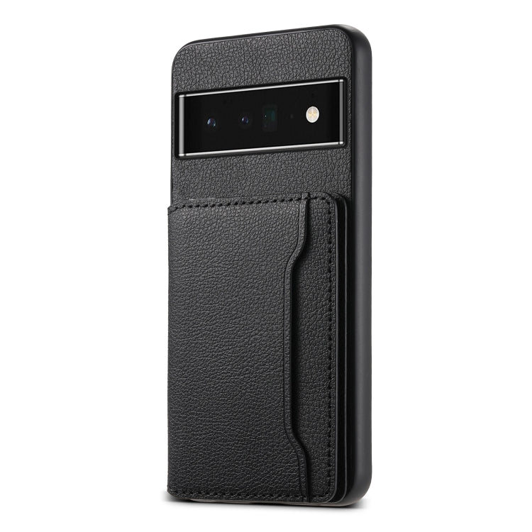 For Google Pixel 6 Pro Calf Texture Card Bag Design Full Coverage Phone Case(Black)