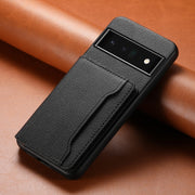 For Google Pixel 6 Pro Calf Texture Card Bag Design Full Coverage Phone Case(Black)