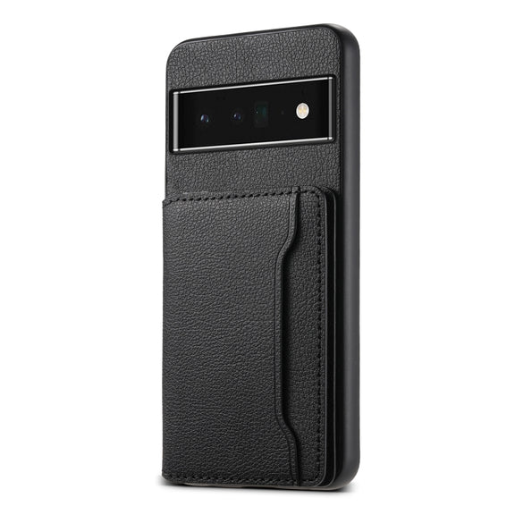 For Google Pixel 6 Pro Calf Texture Card Bag Design Full Coverage Phone Case(Black)