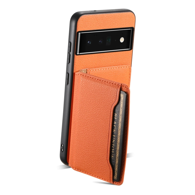 For Google Pixel 6 Pro Calf Texture Card Bag Design Full Coverage Phone Case(Orange)
