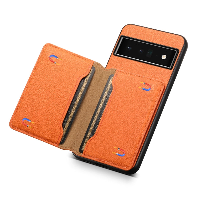 For Google Pixel 6 Pro Calf Texture Card Bag Design Full Coverage Phone Case(Orange)
