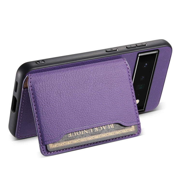 For Google Pixel 6 Pro Calf Texture Card Bag Design Full Coverage Phone Case(Purple)
